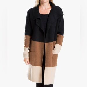 Women's Max Studio Black, Beige, and Brown Colorblock Sweater Cardigan Size XS